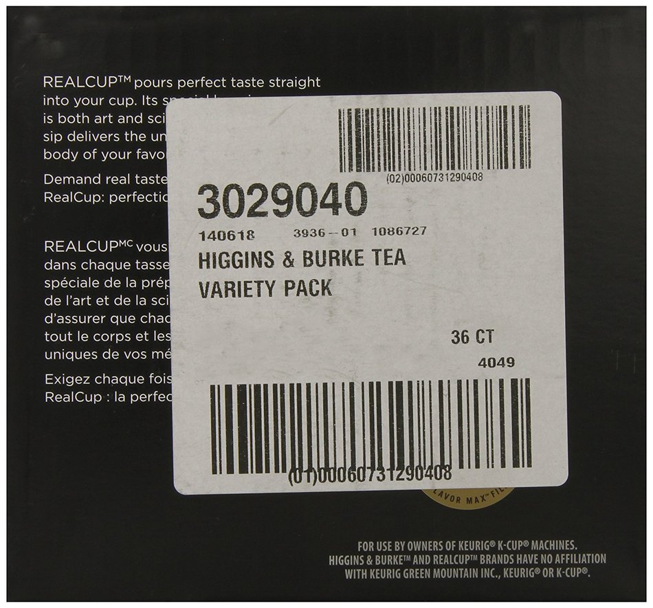 Higgins & Burke Tea Capsules Variety Pack compatible with Keurig K-Cup Brewers, 36 Count N3