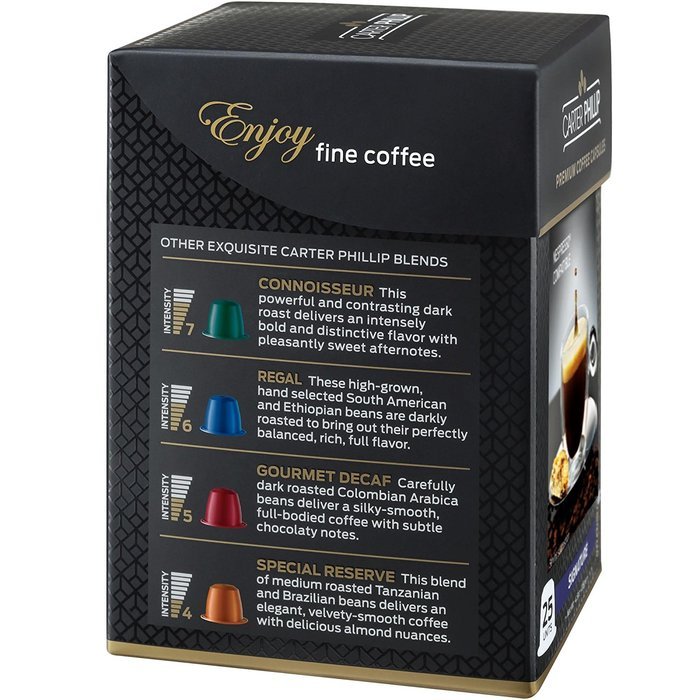 Nespresso Compatible Capsules &ndash; 25 Count &ndash; Premium Dark Roast Espresso by Carter Phillip Fine Coffee - Fits Nespresso... N4