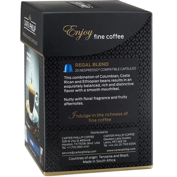 Nespresso Compatible Capsules &ndash; 25 Count &ndash; Premium Dark Roast Espresso by Carter Phillip Fine Coffee - Fits Nespresso... N7