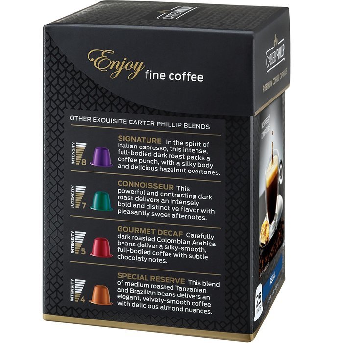 Nespresso Compatible Capsules &ndash; 25 Count &ndash; Premium Dark Roast Espresso by Carter Phillip Fine Coffee - Fits Nespresso... N9