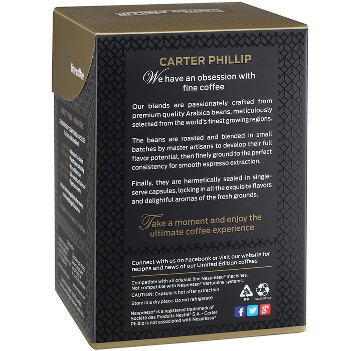 Nespresso Compatible Capsules &ndash; 25 Count &ndash; Premium Dark Roast Espresso by Carter Phillip Fine Coffee - Fits Nespresso... N12