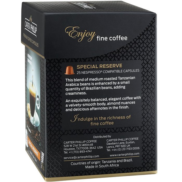 Nespresso Compatible Capsules &ndash; 25 Count &ndash; Premium Dark Roast Espresso by Carter Phillip Fine Coffee - Fits Nespresso... N16