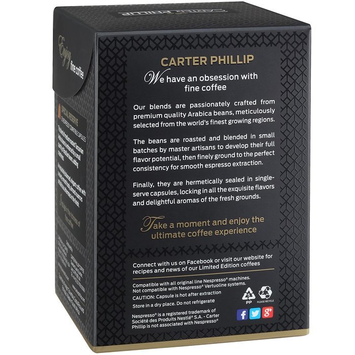 Nespresso Compatible Capsules &ndash; 25 Count &ndash; Premium Dark Roast Espresso by Carter Phillip Fine Coffee - Fits Nespresso... N17