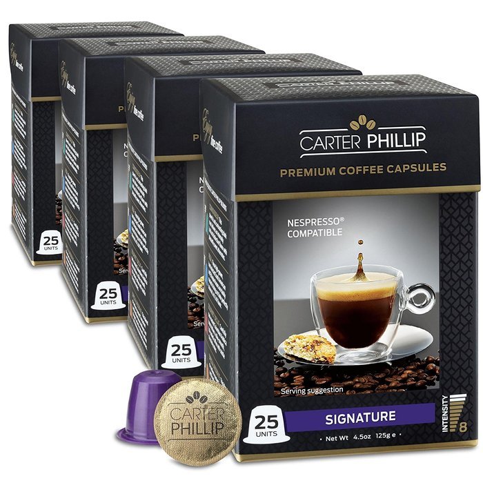 Nespresso Compatible Capsules &ndash; 25 Count &ndash; Premium Dark Roast Espresso by Carter Phillip Fine Coffee - Fits Nespresso... N19