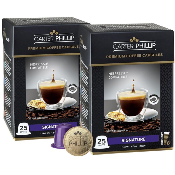 Nespresso Compatible Capsules &ndash; 25 Count &ndash; Premium Dark Roast Espresso by Carter Phillip Fine Coffee - Fits Nespresso... N22
