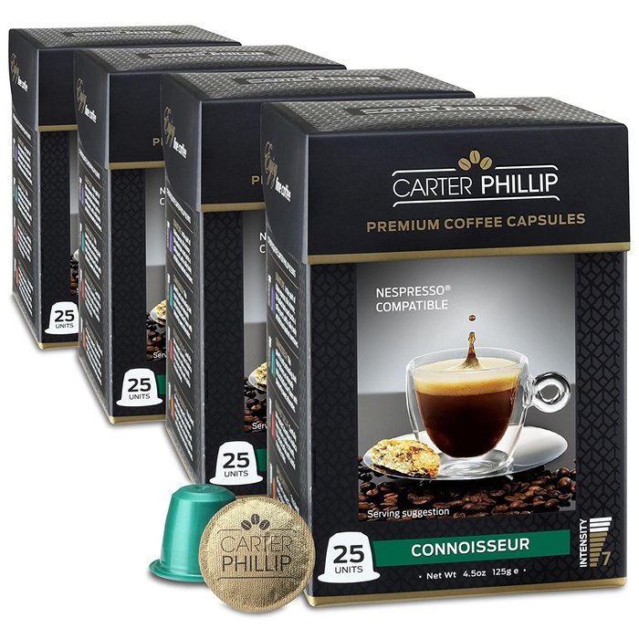 Nespresso Compatible Capsules &ndash; 25 Count &ndash; Premium Dark Roast Espresso by Carter Phillip Fine Coffee - Fits Nespresso... N23