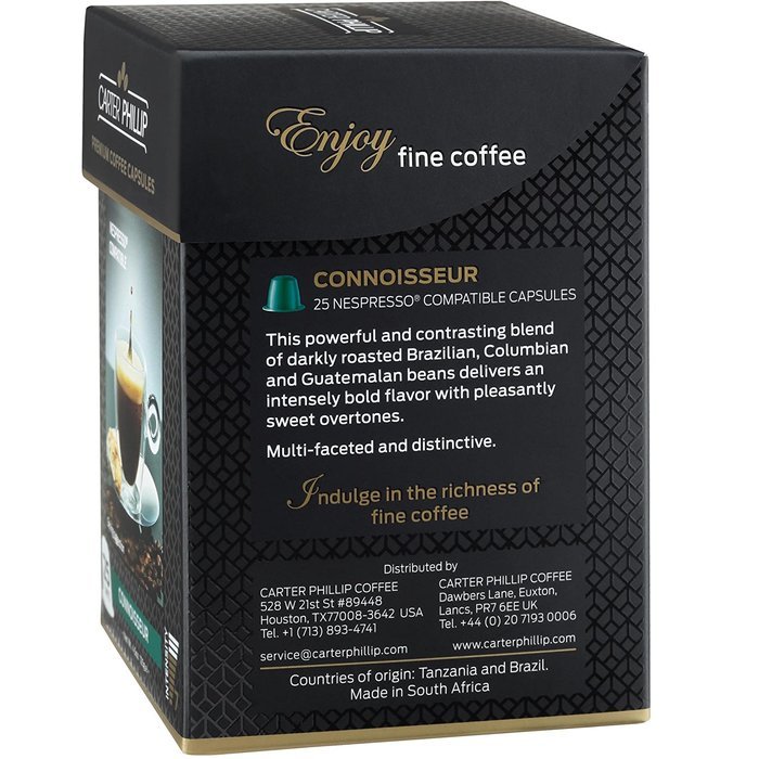 Nespresso Compatible Capsules &ndash; 25 Count &ndash; Premium Dark Roast Espresso by Carter Phillip Fine Coffee - Fits Nespresso... N24