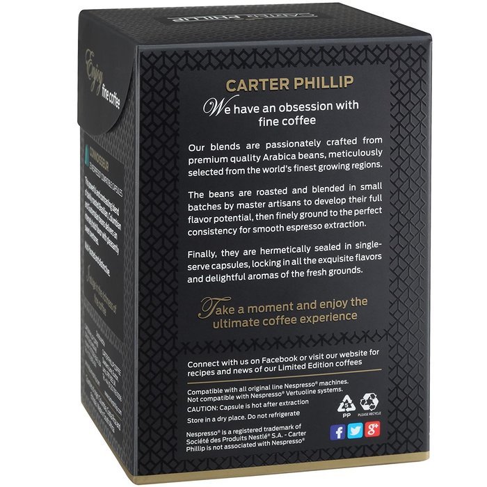 Nespresso Compatible Capsules &ndash; 25 Count &ndash; Premium Dark Roast Espresso by Carter Phillip Fine Coffee - Fits Nespresso... N25