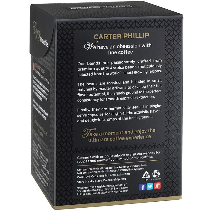 Nespresso Compatible Capsules &ndash; 25 Count &ndash; Premium Dark Roast Espresso by Carter Phillip Fine Coffee - Fits Nespresso... N29