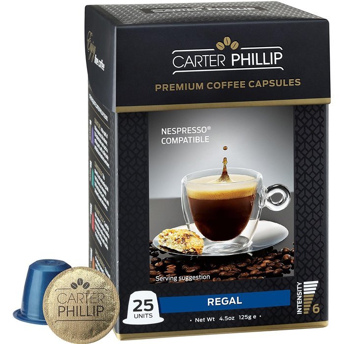 Nespresso Compatible Capsules &ndash; 25 Count &ndash; Premium Dark Roast Espresso by Carter Phillip Fine Coffee - Fits Nespresso... N31