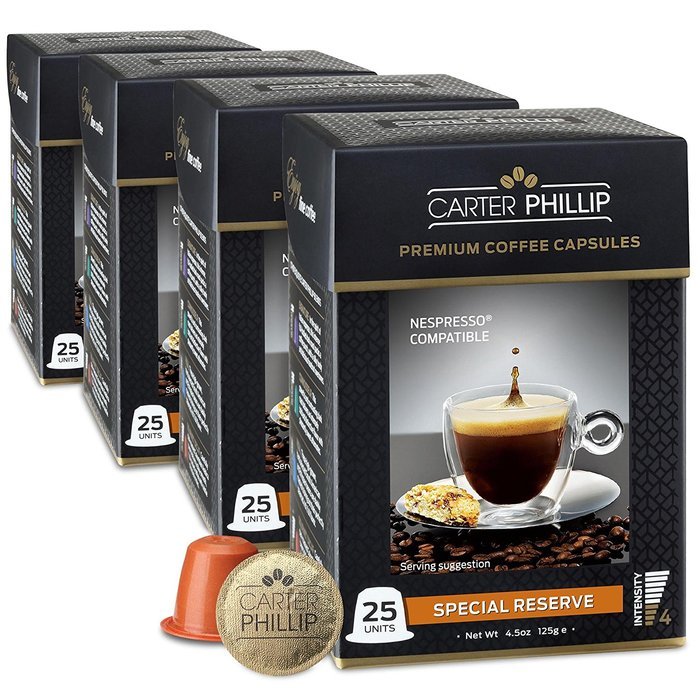 Nespresso Compatible Capsules &ndash; 25 Count &ndash; Premium Dark Roast Espresso by Carter Phillip Fine Coffee - Fits Nespresso... N33