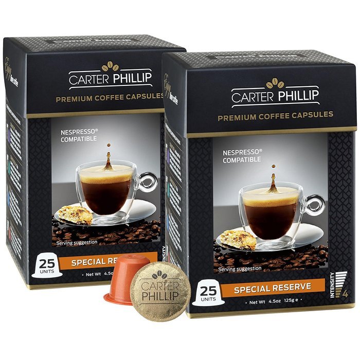 Nespresso Compatible Capsules &ndash; 25 Count &ndash; Premium Dark Roast Espresso by Carter Phillip Fine Coffee - Fits Nespresso... N35