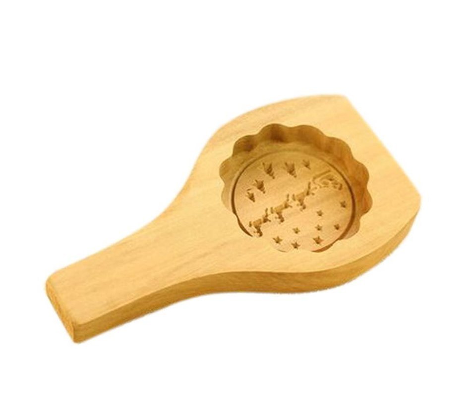Beautiful Christmas Deer Pattern Wooden Pumpkin Pie/Moon Cake Baking Mold