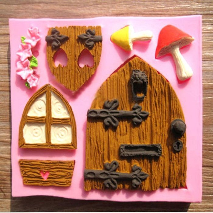 Yihuily Vintage Fairy Garden Silicone Cake Decorating Mold, Fondant Cupcake Topper Decoration Tool N3