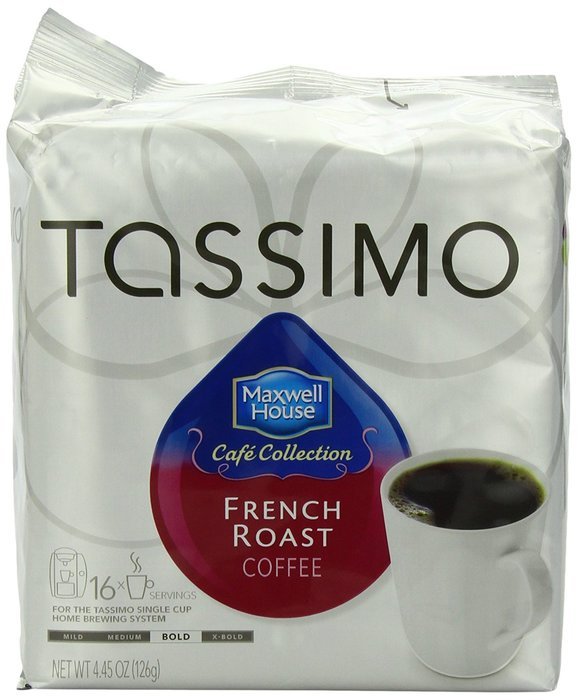 Maxwell House Cafe Collection French Roast Coffee (Dark), 16-Count T-Discs for Tassimo Coffeemakers (Pack of 2) N9