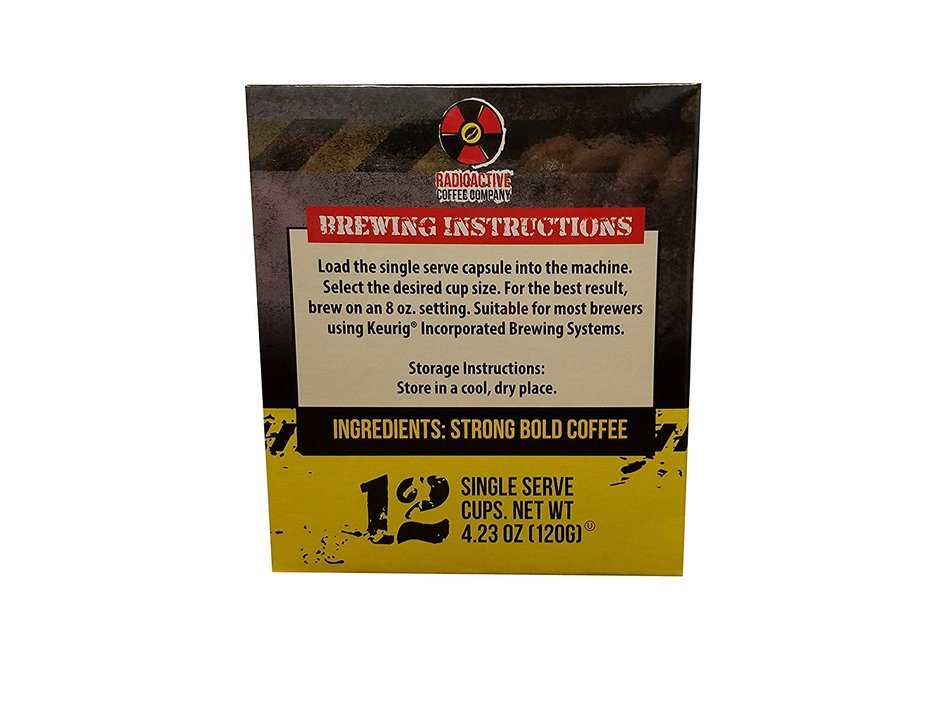 Radioactive Coffee, THE STRONGEST COFFEE LEGALLY SOLD, Single Serve Capsules for Keurig K-Cup Brewers, 12 Count N4