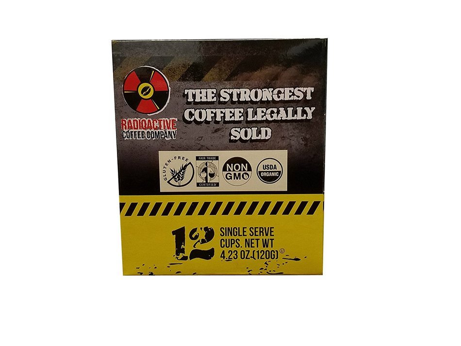 Radioactive Coffee, THE STRONGEST COFFEE LEGALLY SOLD, Single Serve Capsules for Keurig K-Cup Brewers, 12 Count N5