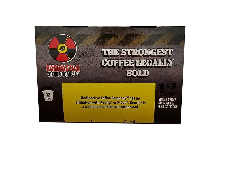 Radioactive Coffee, THE STRONGEST COFFEE LEGALLY SOLD, Single Serve Capsules for Keurig K-Cup Brewers, 12 Count N7