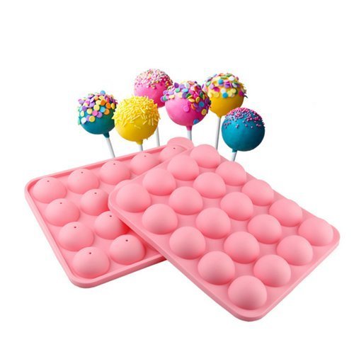 AUCH 1Set Silicone 3D Round DIY Lollipop Cake Mold Cube Cup Tray Moulds (Random Color)