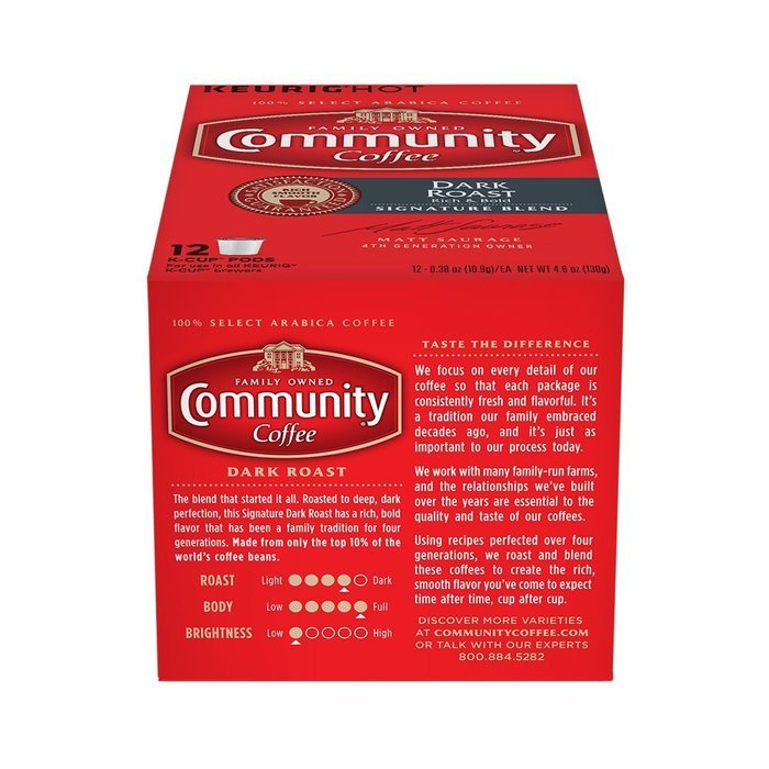 Community Coffee K-Cup Pods, Dark Roast, 12 Count (Pack of 3) N3