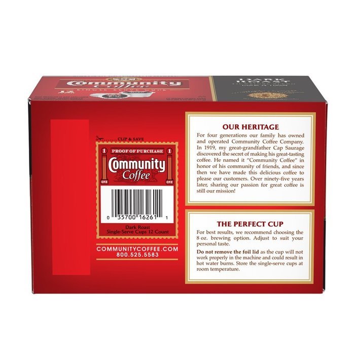 Community Coffee K-Cup Pods, Dark Roast, 12 Count (Pack of 3) N8