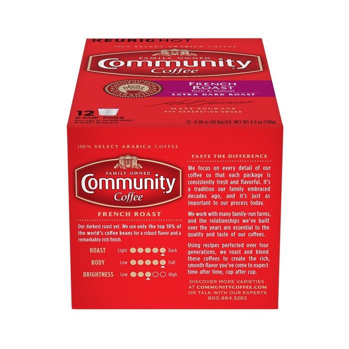 Community Coffee K-Cup Pods, Dark Roast, 12 Count (Pack of 3) N64