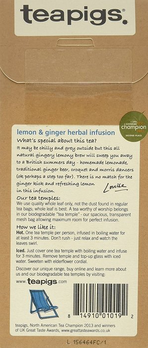 teapigs Lemon and Ginger Tea, 1.32 Ounce N2