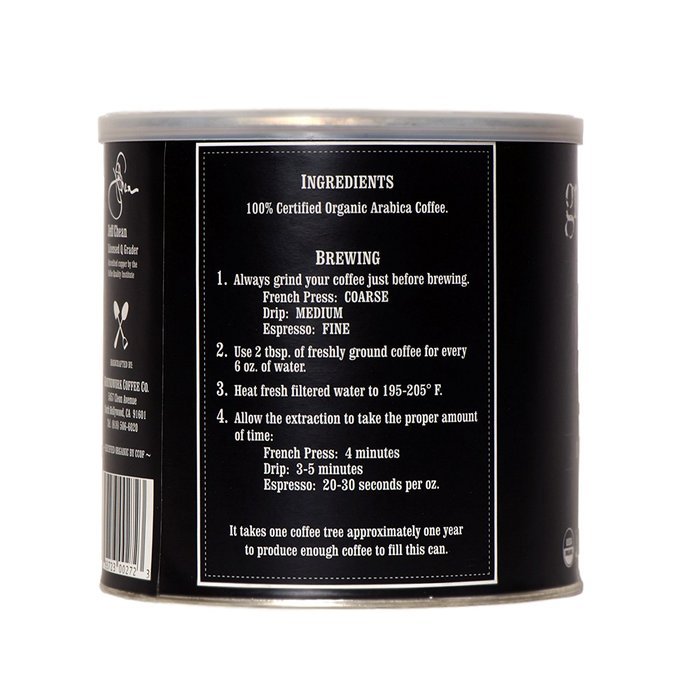Groundwork Coffee, Organic Black Gold, Whole Bean, 16-Ounce Cans (Pack of 2) N4