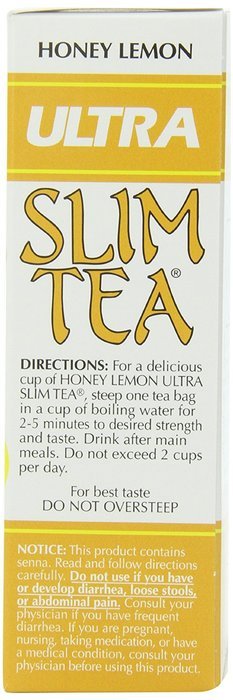 Ultra Slim Tea, Honey Lemon, Caffeine Free, Tea Bags, 24-Count Box, 1.69 Ounce, (Pack of 4).