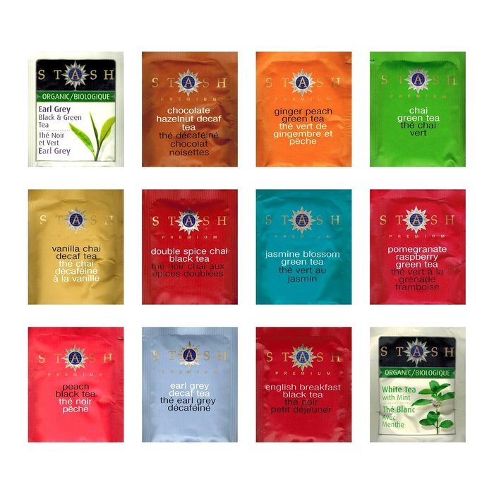 Organic Stash Tea Sampler (54 Count) - Assortment Tasty Flavor of Teabags Decaf or Regular in Foil Packets for... N4