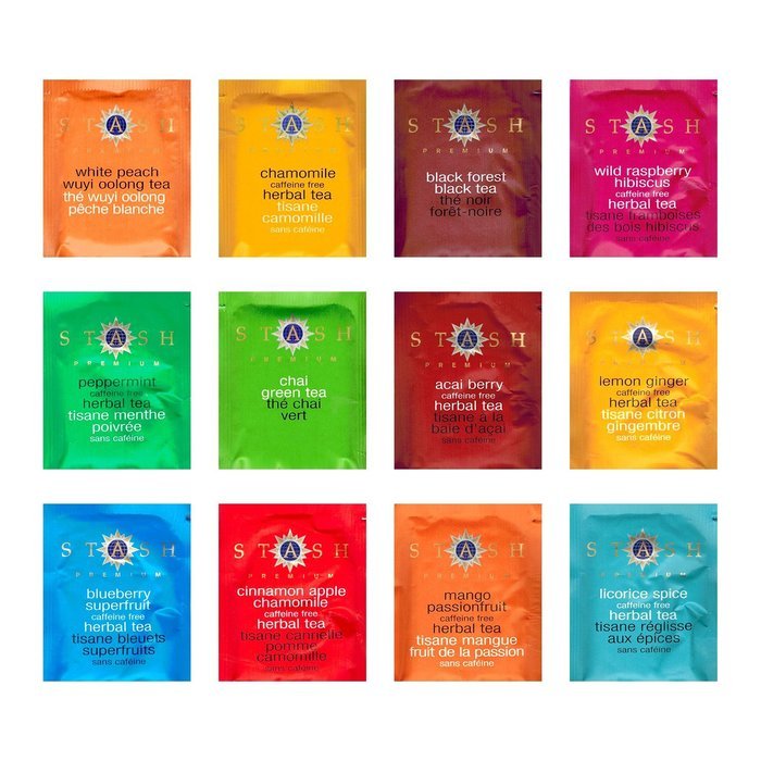 Organic Stash Tea Sampler (54 Count) - Assortment Tasty Flavor of Teabags Decaf or Regular in Foil Packets for... N5