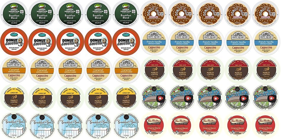 50-count K-cup Coffee Variety Pack For Keurig Brewers Including Green Mountain, Coffee People, Marley, Wolfgang...