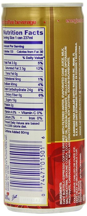 Bustelo Cool Cafe Con Leche Coffee Beverage, 8 Ounce (Pack of 12) N11