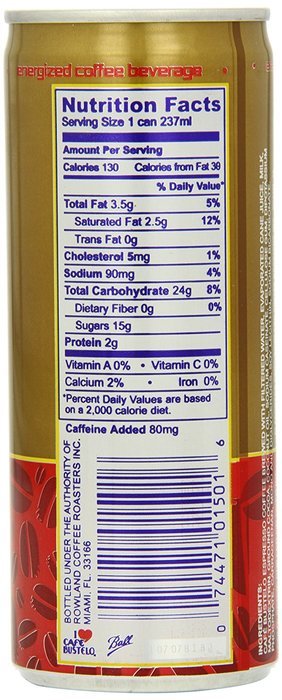 Bustelo Cool Cafe Con Leche Coffee Beverage, 8 Ounce (Pack of 12) N14