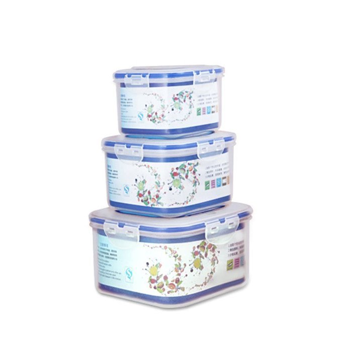 KOX Plastic Food Storage Containers with lids,Sets,Square,blue,3-Piece Set