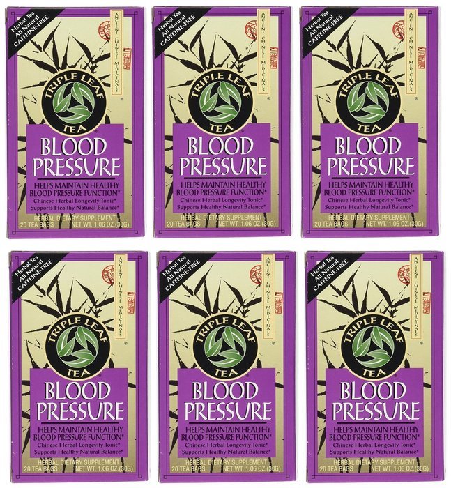 Triple Leaf Tea, Tea Bags, Blood Pressure, 1.06-Ounce Bags, 20-Count Boxes, Pack of 6 N2