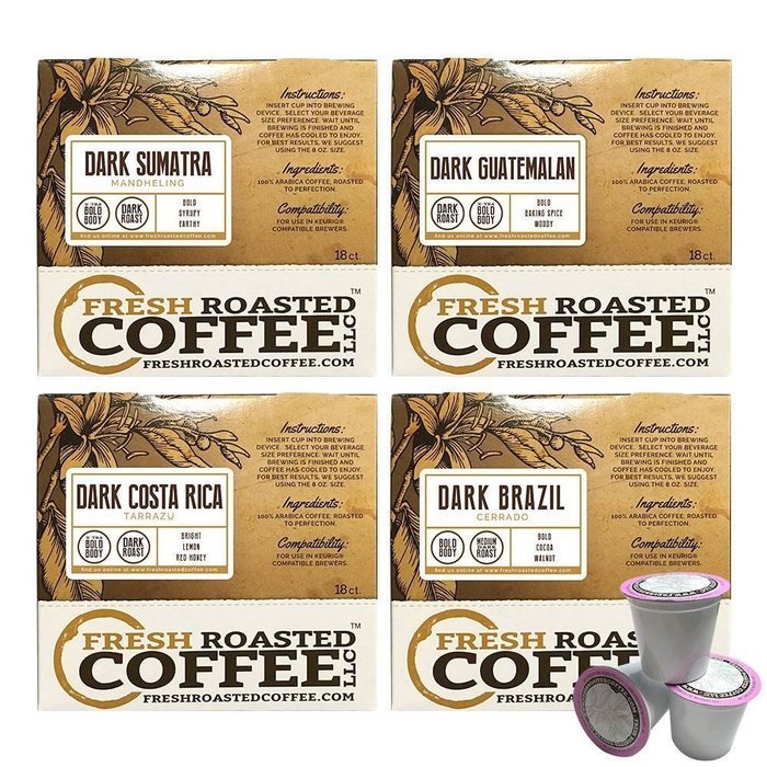 Dark Roast Variety Pack Single-Serve Cups, 72 ct. of Single Serve Capsules for Keurig K-Cup Brewers, Fresh Roasted...
