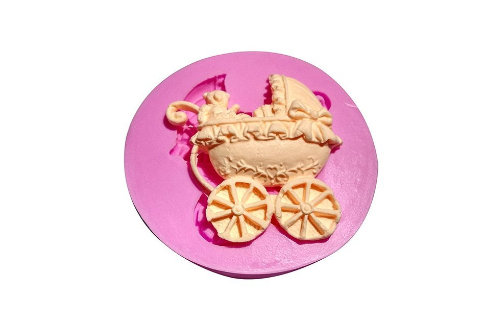 Wocuz MK572 Silicone Baby Buggy Shape Fondant Mold Candy Making Mold Cake Decoration Gum Mould