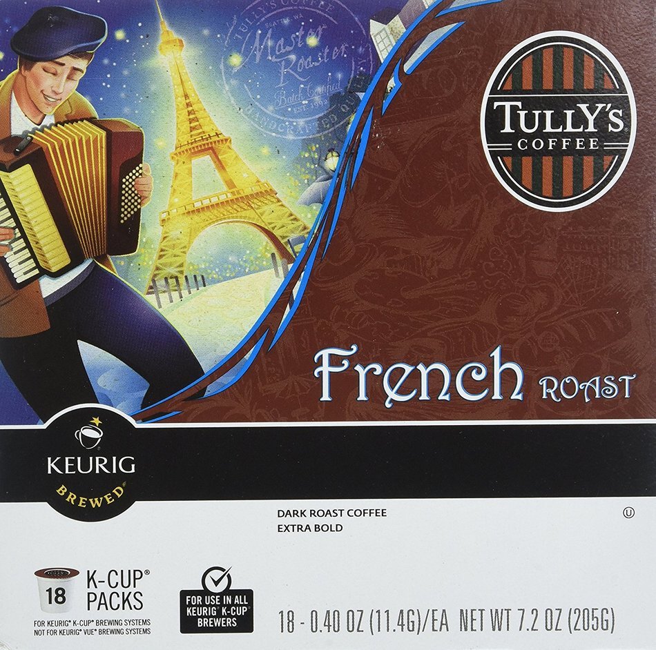 Tully's Keurig French Roast Extra Bold Coffee for K-Cup Brewing Systems, Pack of 24 N4