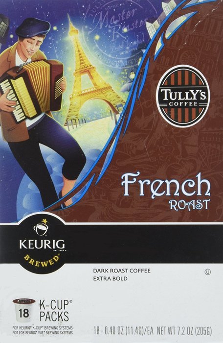 Tully's Keurig French Roast Extra Bold Coffee for K-Cup Brewing Systems, Pack of 24 N7