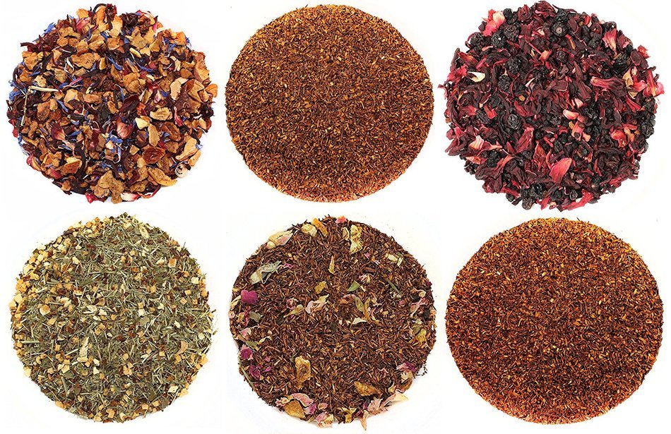 Loose Leaf Herbal Tea Sampler featuring Hibiscus Blue Eyes, Rooibos, Bourbon Vanilla, Red Hibiscus Currant, Vanilla...