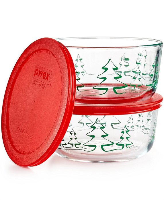 Pyrex Storage Round Dish With Red Plastic Cover (Pack of 2) N3