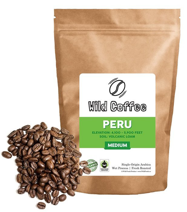 Wild Coffee, Whole Bean Organic Coffee, Fair Trade, Single-Origin, 100% Arabica, Austin Fresh Roasted (Peru Light...