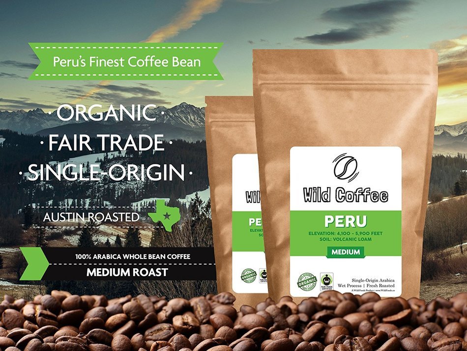 Wild Coffee, Whole Bean Organic Coffee, Fair Trade, Single-Origin, 100% Arabica, Austin Fresh Roasted (Peru Light... N3