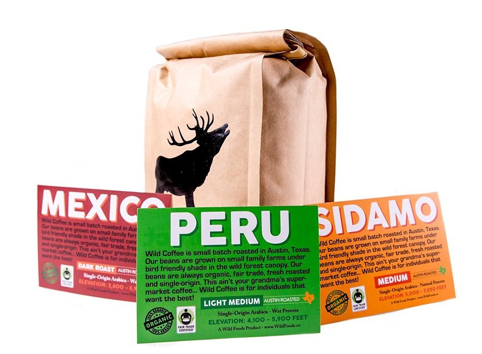 Wild Coffee, Whole Bean Organic Coffee, Fair Trade, Single-Origin, 100% Arabica, Austin Fresh Roasted (Peru Light... N28