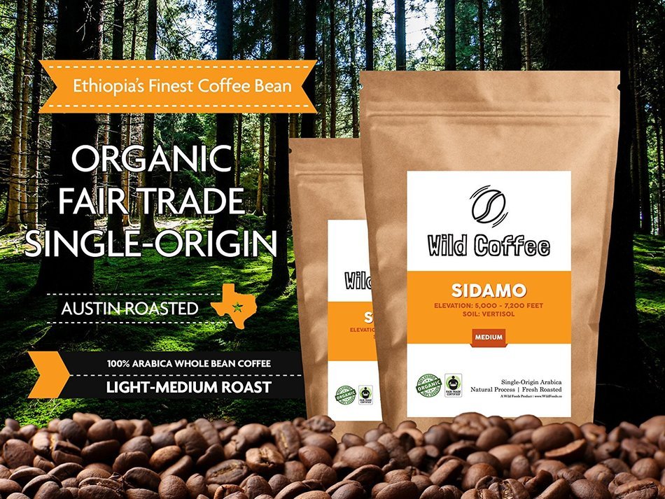 Wild Coffee, Whole Bean Organic Coffee, Fair Trade, Single-Origin, 100% Arabica, Austin Fresh Roasted (Peru Light... N30