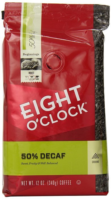 Eight O'Clock 50% Decaf Ground Coffee, 12-Ounce (Pack of 6)