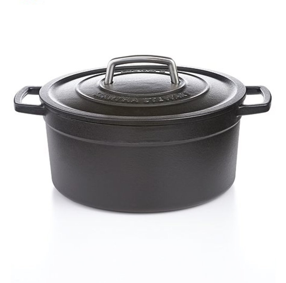 Martha Stewart Collection Collector's Enameled Cast Iron 6 Qt. Round Casserole - BLACK