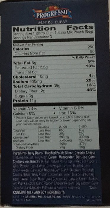 Progresso K Cups Keurig Southwest Creamy White Bean & Corn Soup Mix 6.75 oz N3