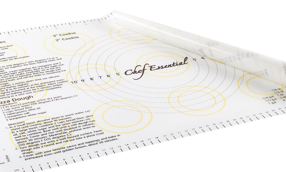 Silicone Pastry Mat Extra Large with Measurements and Recipes, 14.9 x 23.3" By Chef Essential